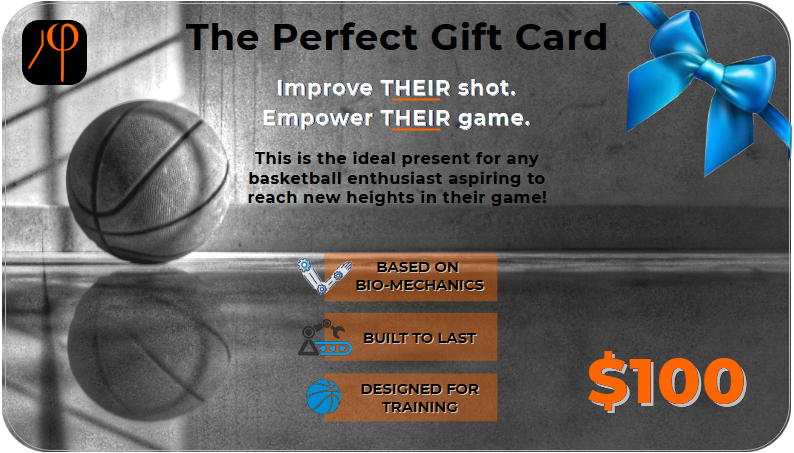 This is a gift card that can be used to purchase a basketball shooting aid.
